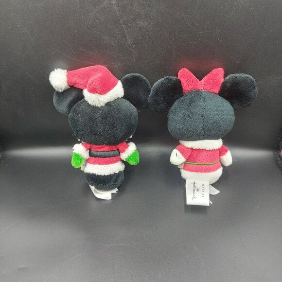 Hallmark Itty Bittys Disney Santa Mickey & Minnie Mouse Christmas Plush EUC - Picture 3 of 6